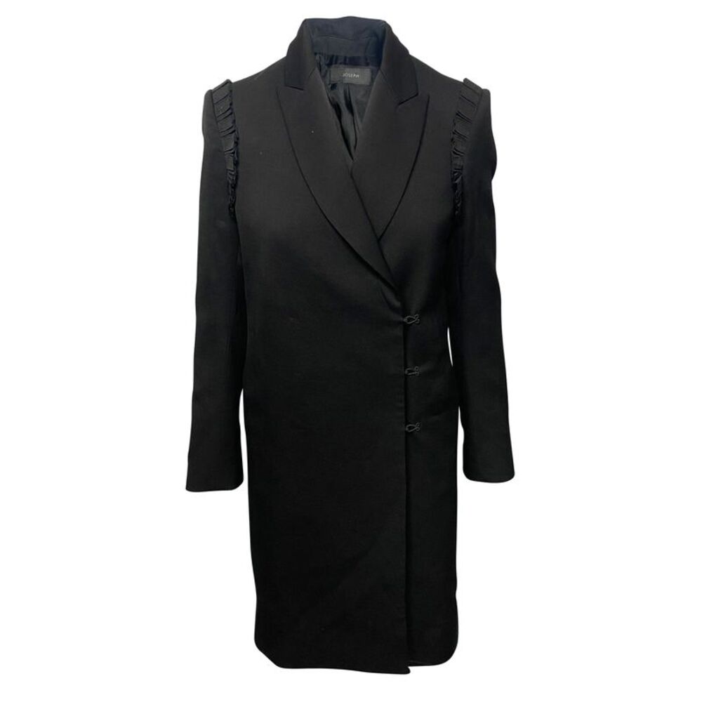 Joseph Ruffled Coat in Black Wool